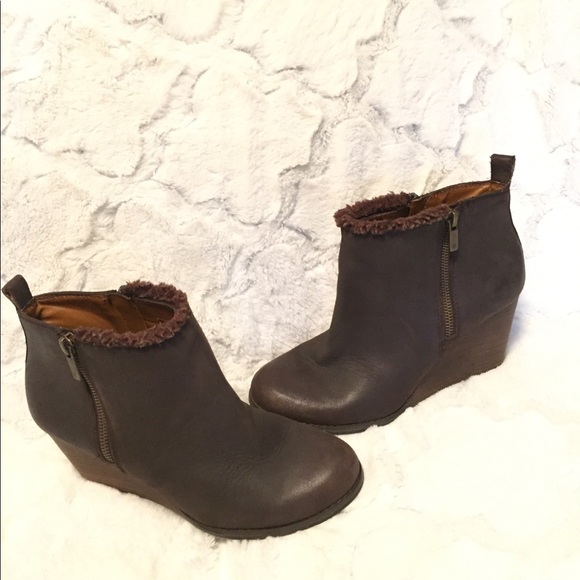 Lucky Brand Leather Faux Fur Ankle Bootie 8.5 - Picture 5 of 5